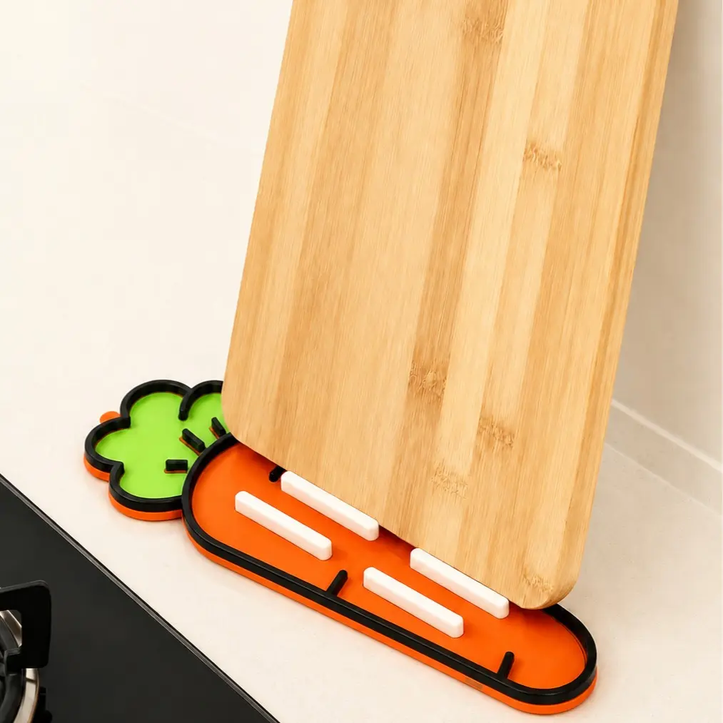 Silicone Carrot Shape Kitchen Countertop Storage Rack - Flexible, Sturdy, Heat-Resistant, Waterproof, Dishwasher-Safe Drying Rack, Countertop Protector, Utensil Rest, Designed for Everyday Use