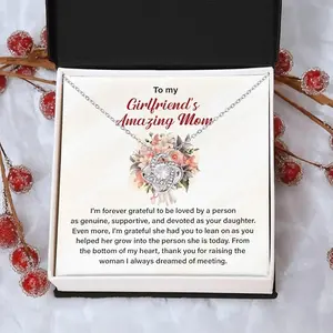 Gifts to My Girlfriend’s Mom, When I Fell in Love With Your Daughter, Necklace for Girlfriends Mom From Boyfriend, Mother’s Day Anniversary Birthday Gifts, Love knot Necklace For Women