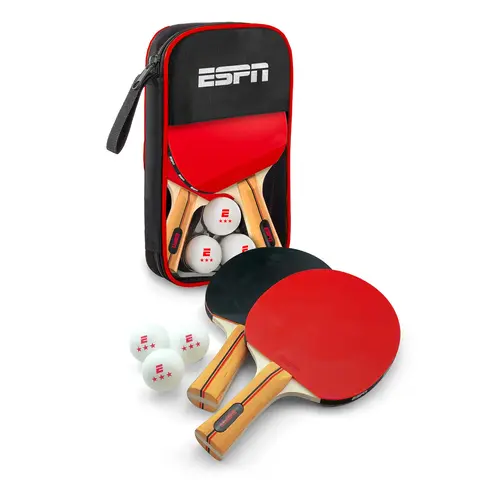 ESPN Ping Pong Paddles (Set of 2) and 3 Star Ping Pong Balls with Travel Case