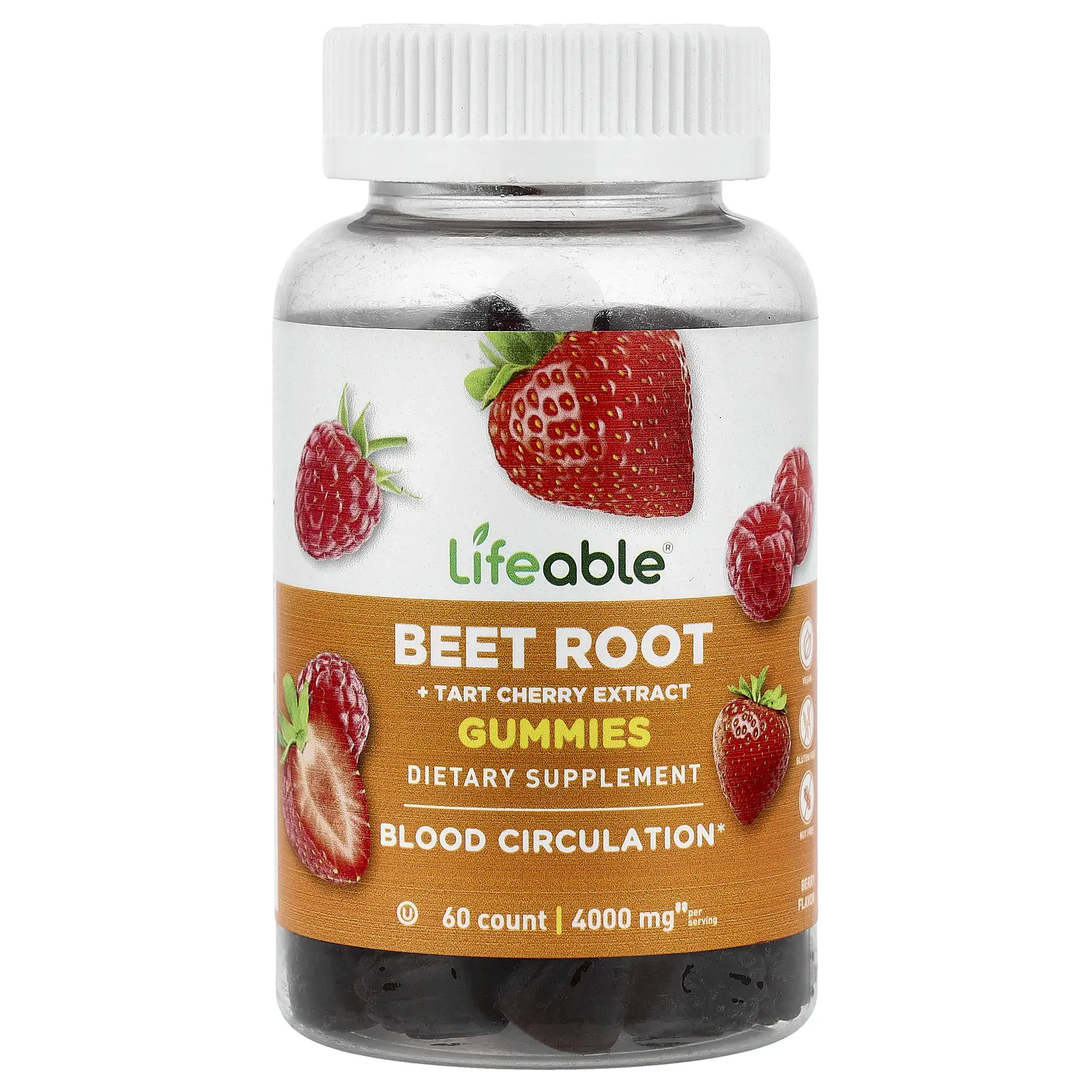 Lifeable Beet Root + Tart Cherry Extract Gummies, Berry, 60 Gummies Lifeable Beet Root + Tart Cherry Extract Gummies, Berry, 60 Gummies