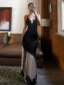 Elegant Lace Contrast Sexy Backless Dress, Women's Summer Party Dresses, Casual & Formal Wear, Perfect for Night Out