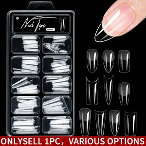 100Pcs Boxed Nail Tips, Matte No File Pre-shaped False Nails, Square Round Almond Ballet Shape, Clear Full & Half Cover Press on Nail Set, Professional Manicure Tools for Nail Salon Home DIY