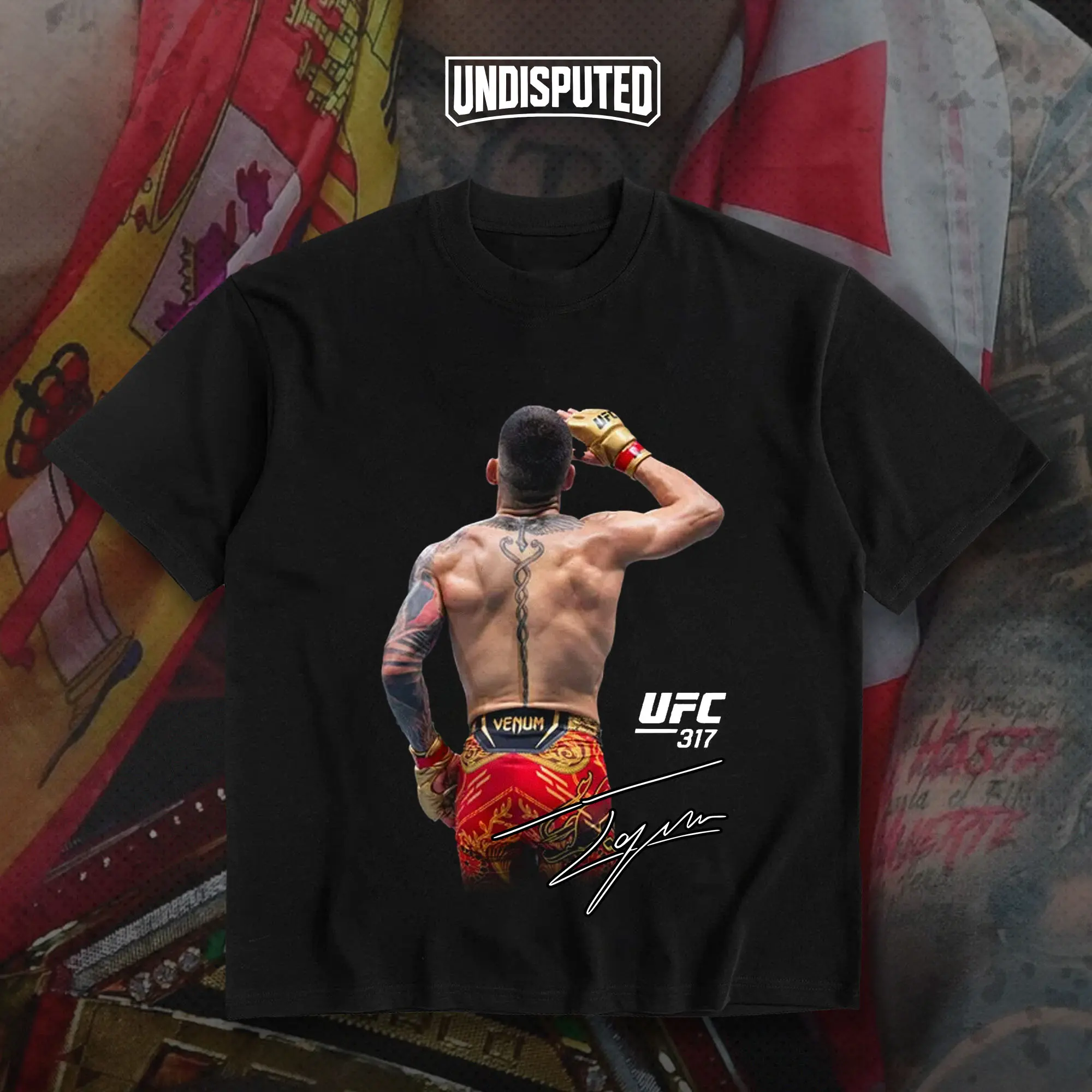 UNDISPUTED Ilia Topuria UFC 317 Heavy Cotton T-shirt El Matador VS Do Bronx MMA Fight Night Shirt Fan Apparel Pump Cover Direct-to-garment Printing Classic Menswear