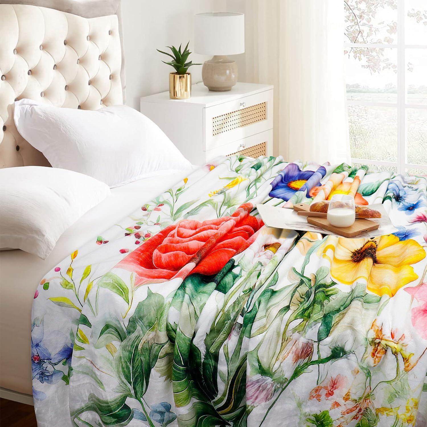 Floral Blanket Vintage Flowers Blankets Butterfly Wildflowers Throw Blanket Soft Cozy Flannel Fleece Throw Blanket Colorful Daisy Plants Bed Blanket for Couch Sofa, 50"×60" Floral Blanket Vintage Flowers Blankets Butterfly Wildflowers Throw Blanket Soft Cozy Flannel Fleece Throw Blanket Colorful Daisy Plants Bed Blanket for Couch Sofa, 50"×60"