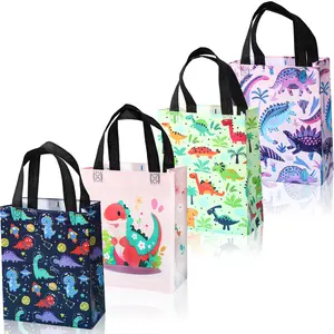 Dinosaur Gift Bags, Party Gift Packs, 12 Non-Woven Fabric Handles, Party Wedding Birthday Celebration Theme Printed Shopping Bags, Reusable Gift Bag, Foldable & Portable Design
