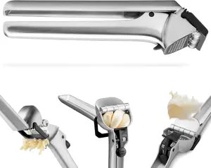 Dreamfarm Garject 2-In-1 Hand Tool - Chrome-Plated Zinc Garlic Peeler, Press, Mincer with Peel Ejector, Black