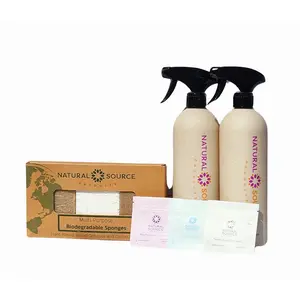 All Purpose, Glass, and Toilet bowl cleaner with Spray Bottle and Pack of Sponges