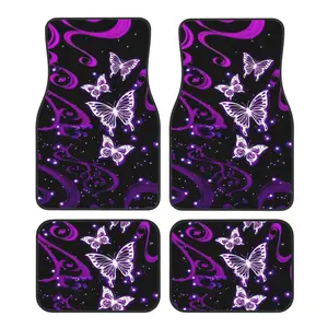 Butterfly Pattern Car Floor Mat, 4 Counts/Set Anti-slip Car Floor Mat, Universal Waterproof Car Interior Accessories for Women & Girls