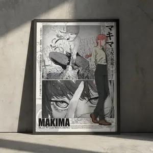 Chainsaw Man Makima Anime Poster Unframed, Denji Power Manga Art Poster Unframed Wall Decor, Devil Hunter Japanese Vintage Retro Aesthetic, Gift for Anime Fan