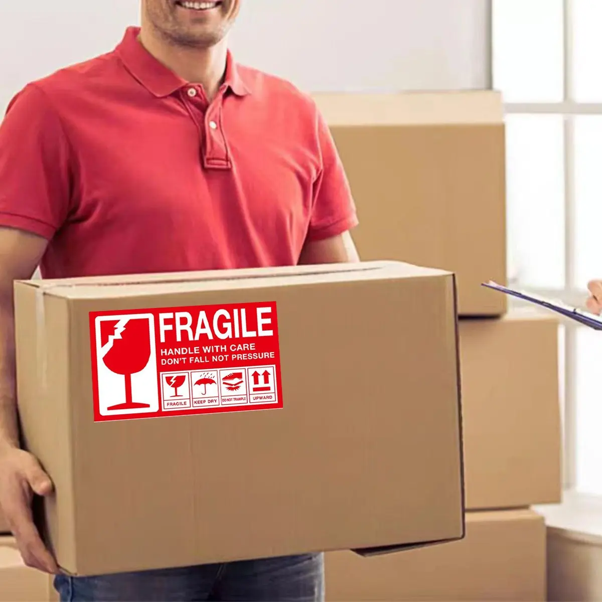 Fragile Cargo Labels White Text on Orange FRAGILE Handle with Care ...