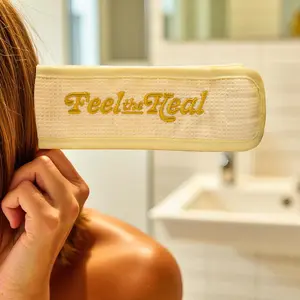 Feel the Heal Waffle Skincare Headband | Soft Spa Headband for Washing, Masks & Skincare Routines