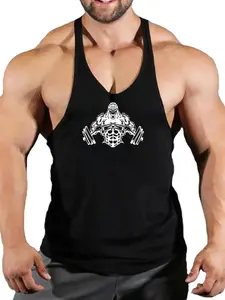 Men's Thin Strap Vest with Gorilla Lifting Barbell Pattern, Gym Training Sleeveless Top, Loose-Fitting Workout Shirt for Fitness Enthusiasts, Gymwear
