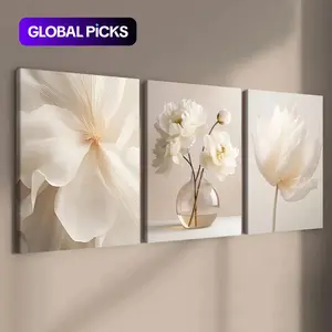 Flower Pattern Canvas Painting, 3-Count Wooden-Framed Canvas Wall Art Set for Home Living Room, Bedroom and Office Décor, Modern Home Decor, Ornaments #TOP PICKS