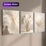 Flower Pattern Canvas Wall Art Set, 3-Count Wooden-Framed Floral Paintings, Modern Minimalist Print, Art Canvas Prints for Home, Living Room, Bedroom & Office Decor #GLOBAL PICKS