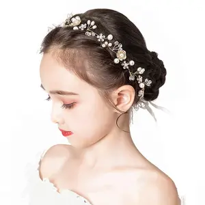 𝗪𝗲𝗱𝗱𝗶𝗻𝗴 𝗛𝗮𝗶𝗿 𝗔𝗰𝗰𝗲𝘀𝘀𝗼𝗿𝗶𝗲𝘀 𝗳𝗼𝗿 𝗞𝗶𝗱𝘀, Princess Headpiece White Flower Headband Pearl Hair Dress for Girl and Flower Girls Cute Bridal Wedding Hair Band