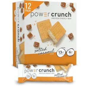 Power Crunch Protein Wafer Bars, High Protein Snacks with Delicious Taste, Salted Caramel, 1.4 Ounce (12 Count)