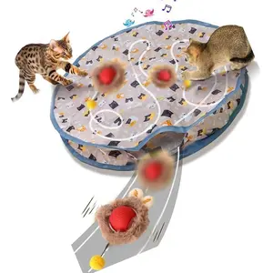 Rechargeable Cats Toy Motion Activated Balls with Playmat for Indoor Cats Fun