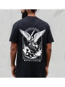 Christian Saint Michael Archangel T-Shirt, Religious Battle Graphic Tee, Unisex Faith Shirt for Believers