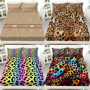 3-Piece Leopard Print Bedding Set, Fashionable Classic Soft Comfort, Includes Sheet and Two Pillowcases, Bed Sheets Set, No Core, Bedroom and Guest Room Use