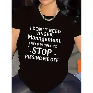 I Don’T Need Anger Management I Need People To Stop Pissing Me Off Tshirt, Funny Sarcastic Quote Tee, Bold Attitude Tshirt, Humor Graphic Shirt, Unisex Short Sleeve Tee, Crew Neck Graphic T-Shirt