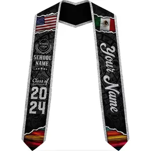 Customize Mexican American Graduation Stole 2025, Mexico American Flag Sash 2025, Custom Mexican Graduation Sash, Graduation Gift