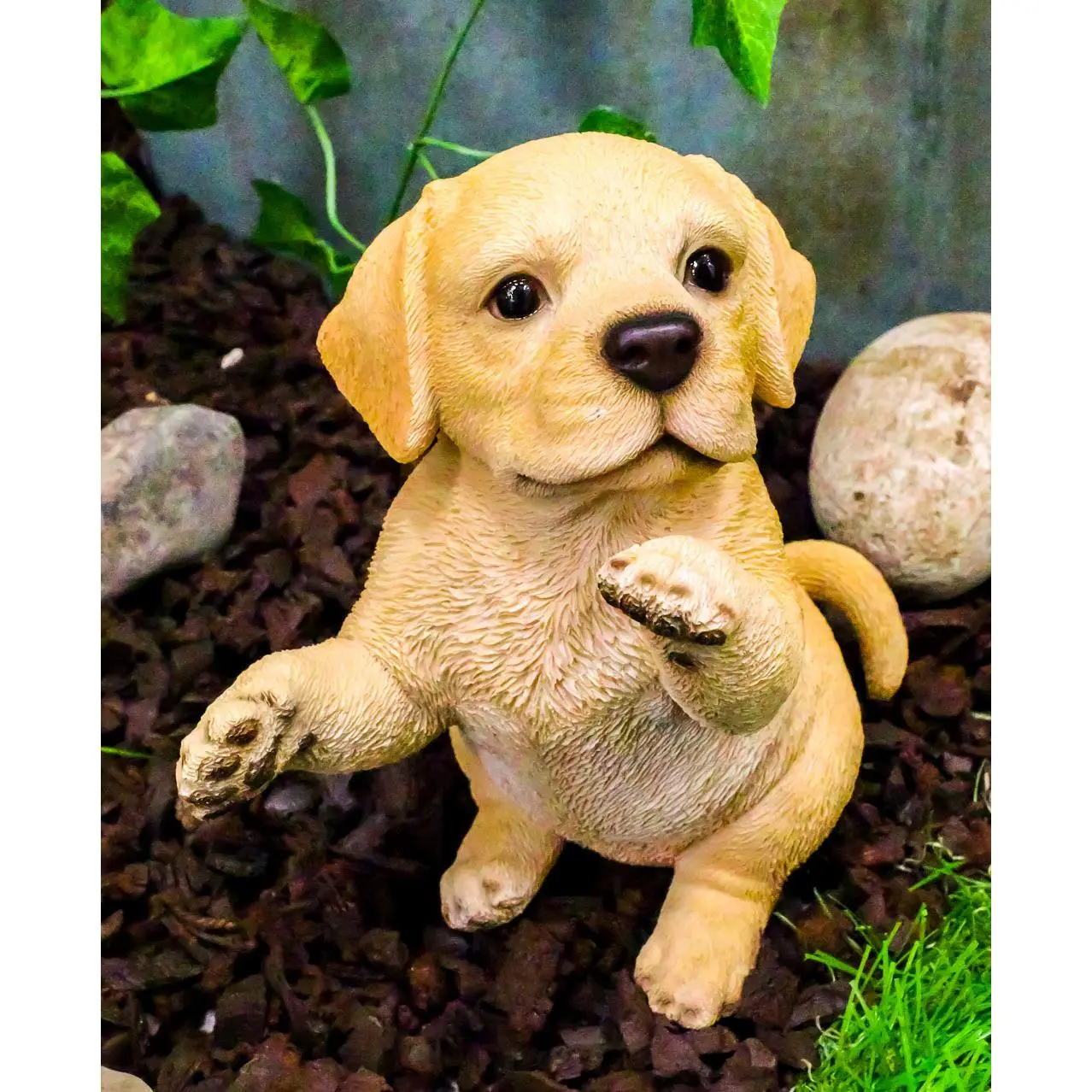 Ebros Realistic Begging Fawn Labrador Retriever Puppy Figurine - 6" H, 3.5" Deep, Approx. 6" Long Glass Eyes Sculpture, Home Decor Ornament, Pet-Themed Gift