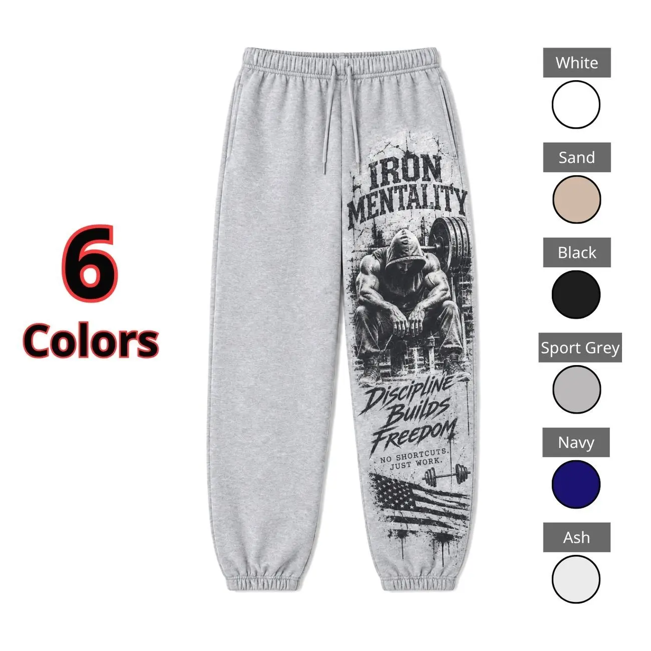 Unisex Iron Mentality Graphic Sweatpants for Men & Women, Motivational Weightlifting Jogger Pants with Elastic Drawstring Waist, Relaxed Fit Workout Bottoms for Gym, Strength Training, Fitness, Streetwear & Everyday Wear X