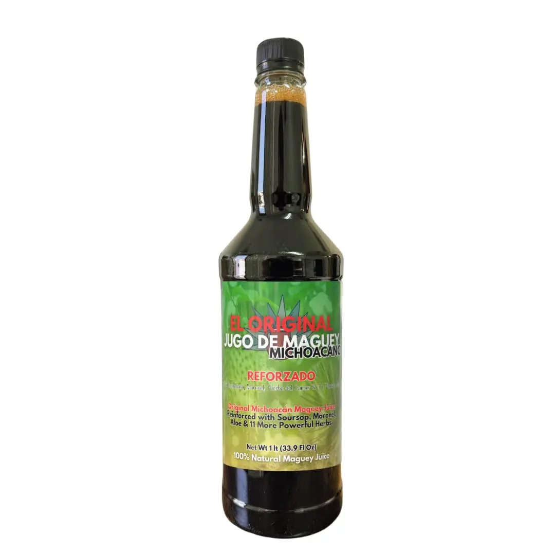 Maguey Juice - Enhanced Maguey Juice with Soursop, Graviola, Moronel, Cancerina, Aloe - Michoacano Tarasco 1 lt (33.3Fl Oz) Roasted (Enhanced)