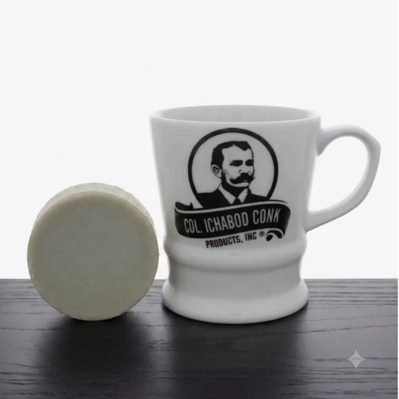 Colonel Conk #115 Porcelain Ceramic Shave Mug with Fragrance-Free Soap