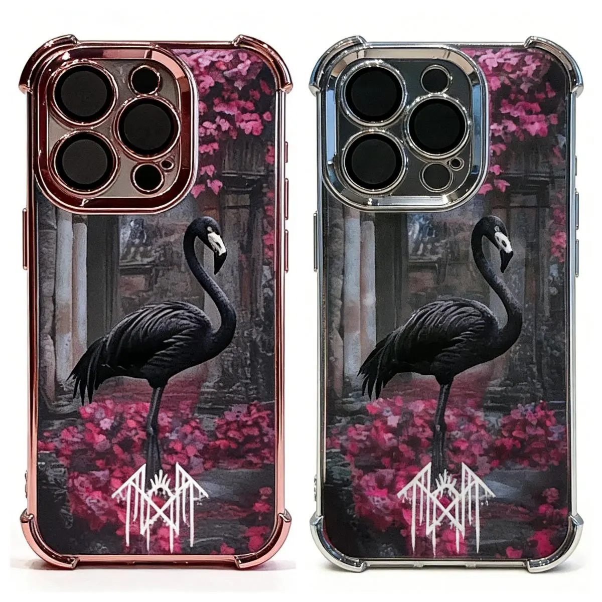 S-Sleep Token Flamingo Phone Case , Electroplated Cover with Airbag Shockproof Phone Cover  for iPhone 17, 16, 15, 14, 13, 12, 11 Pro Air Plus ProMax and Samsung S26-S22 Plus shock-absorbing phone cases, fashionable gift. protective christmas