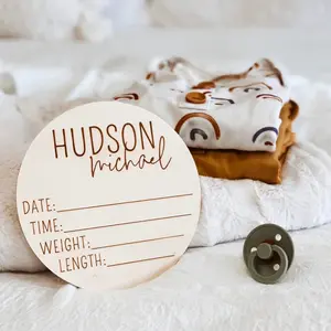 Personalized Birth Stats Wooden Block Sign - Photo-Infused Home Decor for Baby Room, Wooden Plaque for Home Supplies