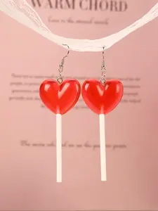 Heart Shaped Dangle Earrings (1 Pair), Candy Color Drop Earrings for Women for Party, Daily Clothing Decor, Trendy All-match & Exquisite Jewelry for Birthday Gift, Valentine's Day, Gift, Fashionable Earrings