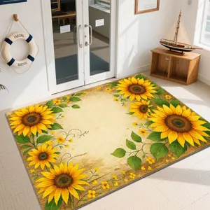Velvet Soft Comfort Sunflower Pattern Carpet, Home Decor Rug, Living Room Large Mat, Sofa Pad, Bedroom Floor Mat, Multiple Sizes Available