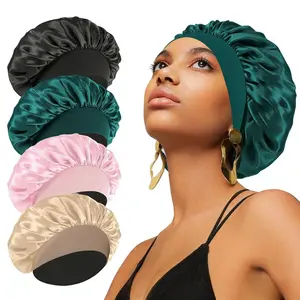 Silk Satin Bonnet for Curly Hair with Wide Elastic Band Sleep Shower Cap for Black Women and Men Perfect Valentine's Gift