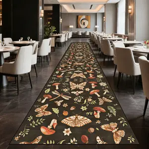 Modern Farmhouse Butterfly & Floral Rug, Entryway Carpet, Easy Clean, Long Striped Mat for Living Room, Bedroom, Hallway