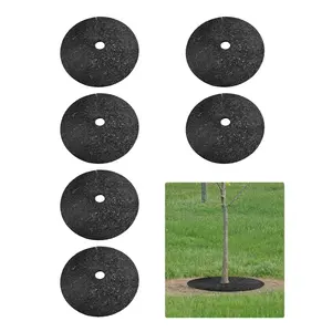 6 Pack 24 Inch Heavy Duty Rubber Mulch Ring for Trees - Round Tree Mulch Ring - Weed & Grass Control, Root Protection - No Staples Needed
