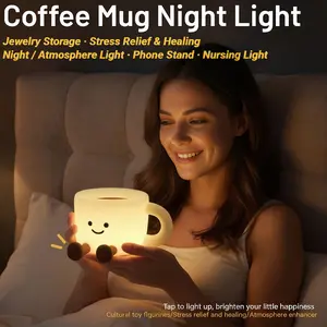 Adorable Silicone Night Light, Pat Light, Bedside Lamp, Nursing Lamp, 3-Level Brightness, 7-Color Atmosphere Light, Jewelry Storage Light, Silicone, Phone Stand, Bedroom Decor, Stress Relief Toy, Easter Decor