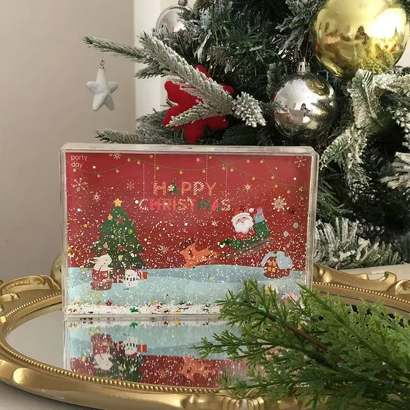 1pc 6 Inch Christmas Sand Photo Frame, Festive Home Decor Gift for Friends Family, Living Room Bedroom Office Decoration