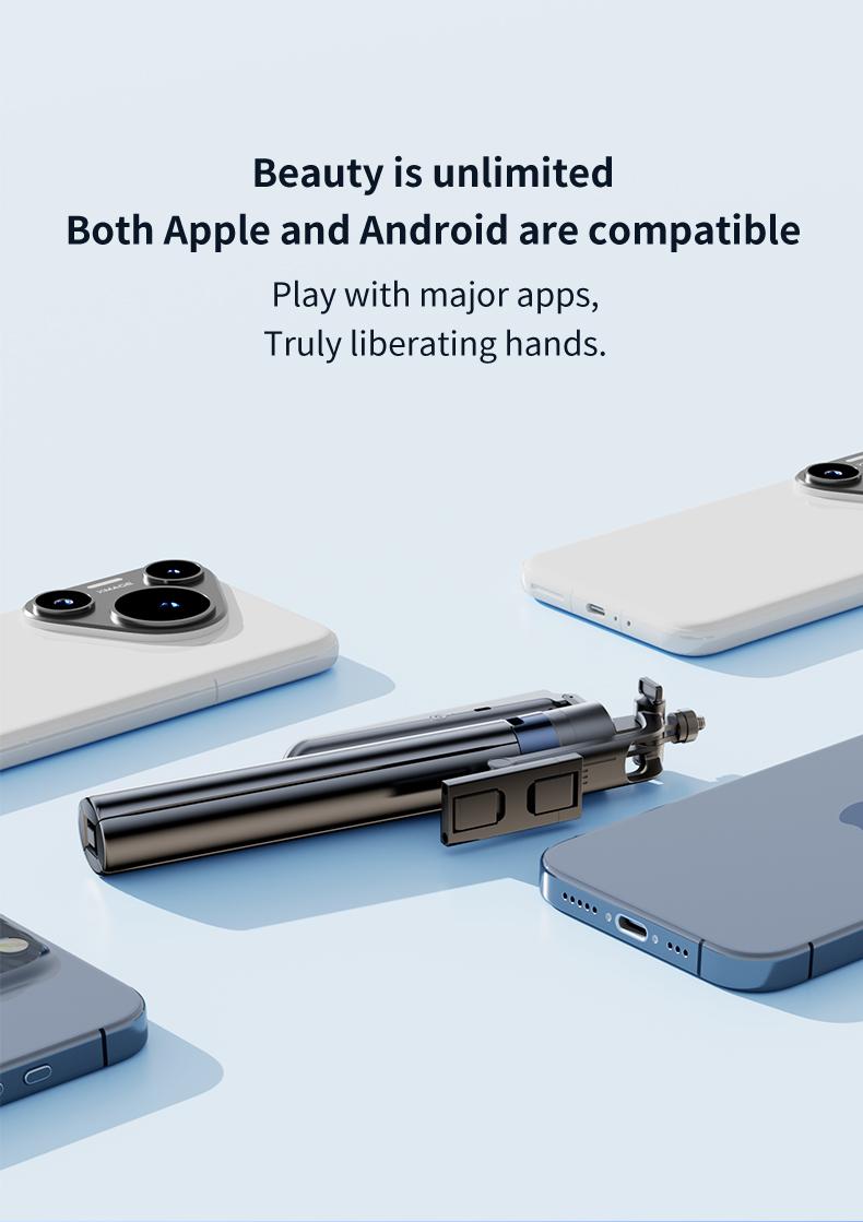 NEW 360-Rotatable Selfie Stick Tripod,Rechargeable Smart Face Tracking Tripod With 2 Fill Light, Auto Face Tracking Phone Holder for Vlog, Live Streaming,Smartphone Camera Accessories New Selfie Stick  face tracking  tripod