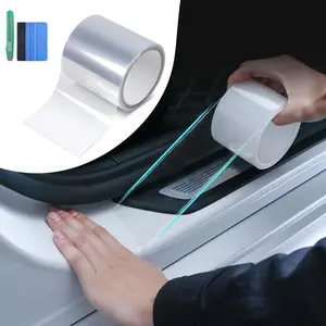 Universal Car Door Edge Guard, 4In x 33Ft Door Sill Protector, Automotive Anti-Collision Strip for Car Door Edge/Front and Rear Bumper/Door Sill Protector, Transparent