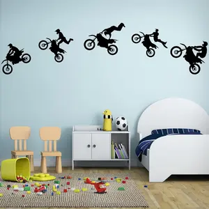 Zhengwanhh09j Flat Removable Motocross Dirt Bike Decorative Stickers, Peel-and-Stick Wall Decals for Boys' Bedrooms, Home Decor Gift