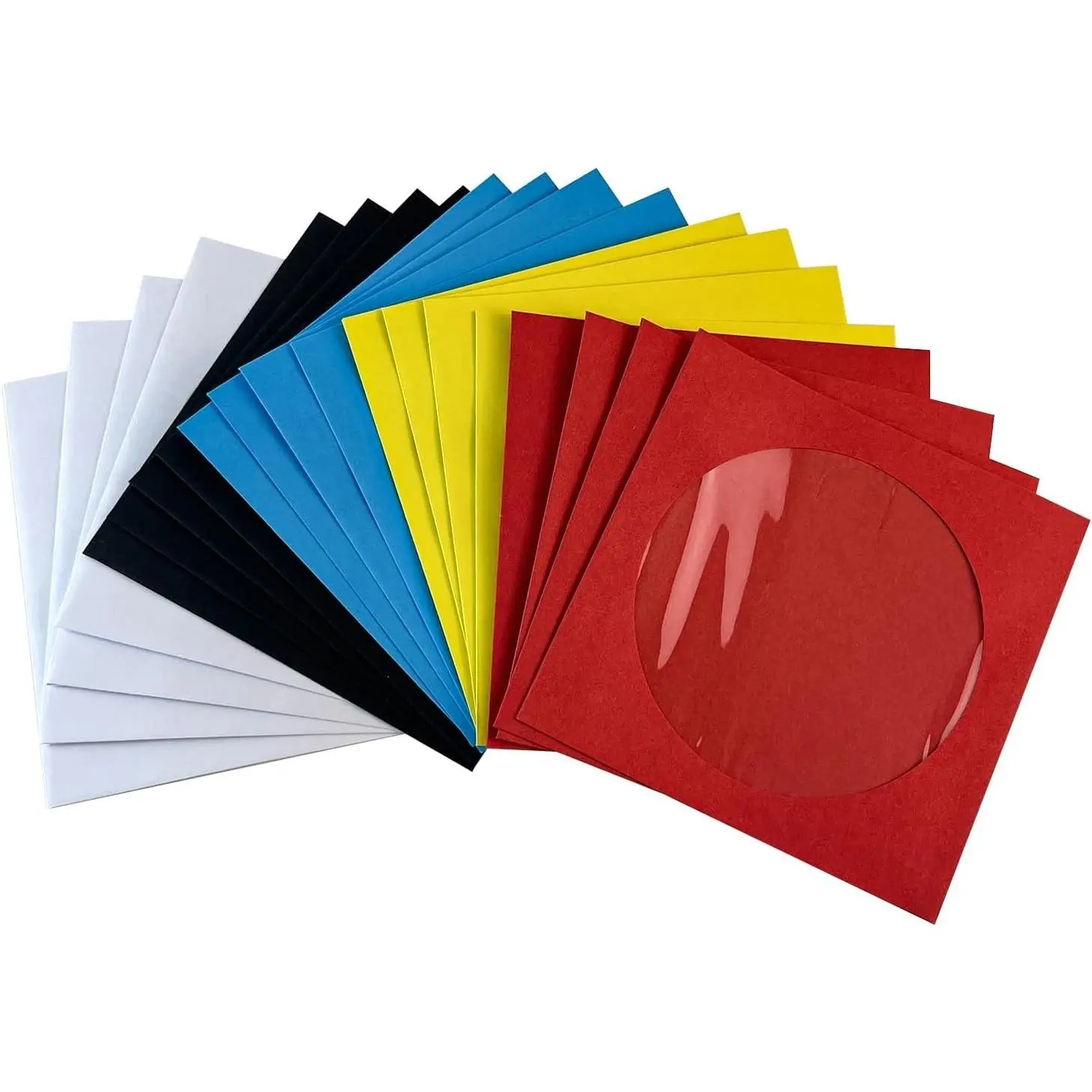 100pcs Color Paper 120g 5inch CD DVD Sleeves Envelope Holder with Clear Window and Flap