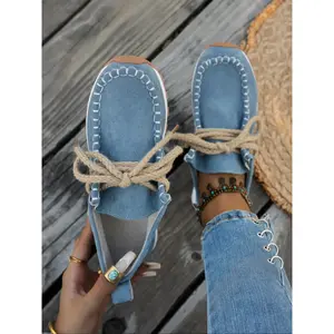 Boho Style Women’s Lace-Up Vintage Platform Flats, Soft Rubber Sole Casual Loafers, Breathable Lightweight Design, All-Season Wear, Flatform