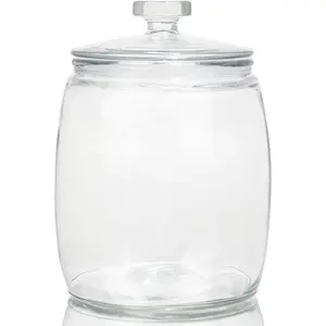 2.5 Gallon Wide Mouth Glass Storage Jars with Heavy Glass Lids - Large Cookie Jars for Kitchen, Ideal for Flour, Rice, Sugar, Pasta, and Candy
