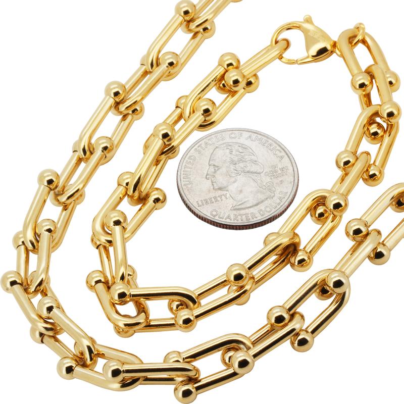 316L Stainless Steel 18k Yellow Gold Plated 10mm Horseshoe Graduated ...