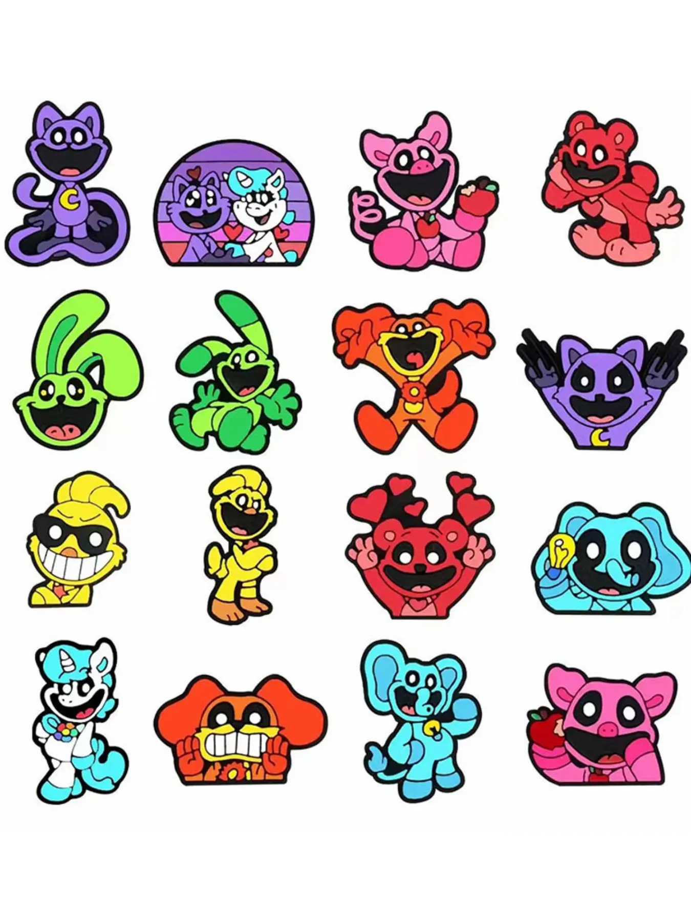 16pcs Smile Animal Shoes Charms Shoe Charm Set PVC Shoe Decoration Accessories, Cute Shoes Decorations Suitable for Clog Sandals Kids Party Gifts Decorative Shoe Accessories, Shoe Embellishment Set
