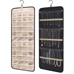 Hanging Jewelry Storage Roll-Up Hook Metal Hooks Dual-Sided Display Rack for Earrings Necklaces Closet Rings Walls Doors Large
