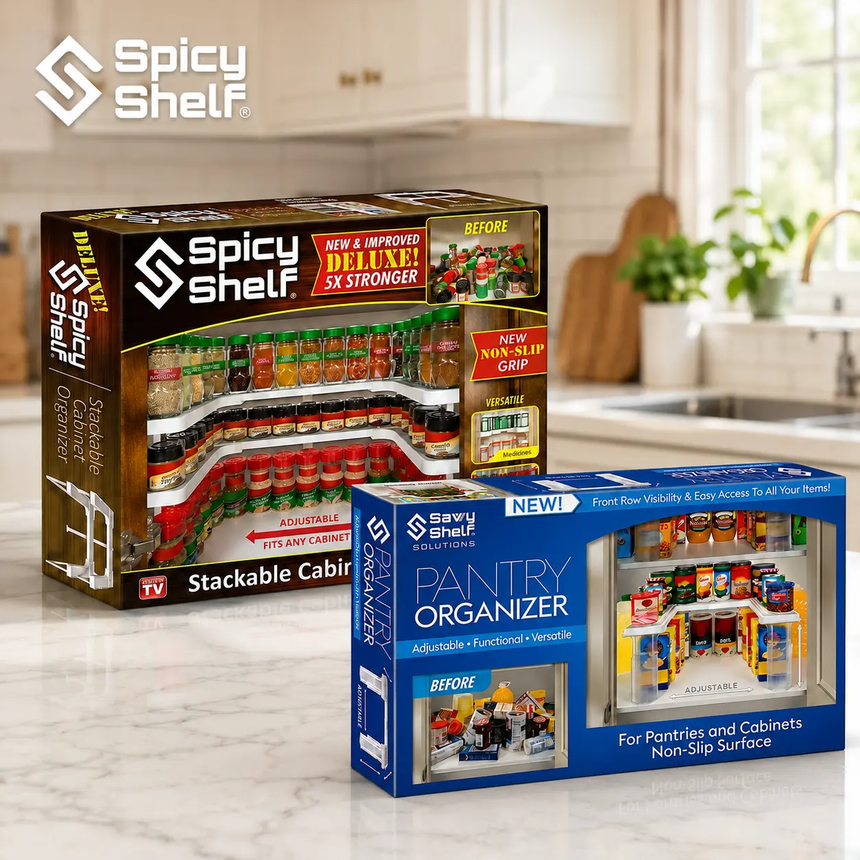 Spicy Shelf Deluxe and Savvy Shelf Pantry Organizer