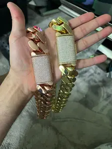 14k rose gold moissanite diamond necklace 30mm 1 kilo chain gold bonded