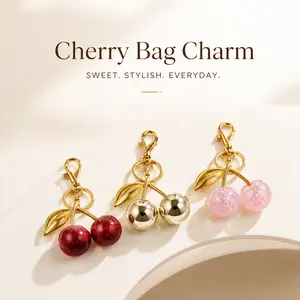 Cute Cherry Design Sparkly Bag Charm, Fashionable BagKeychain for Women & Girls, Trendy All-match & ExquisiteBag Charm for Birthday Gift, Purse Accessories